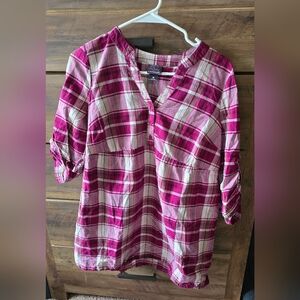 Motherhood Pink Plaid Tunic